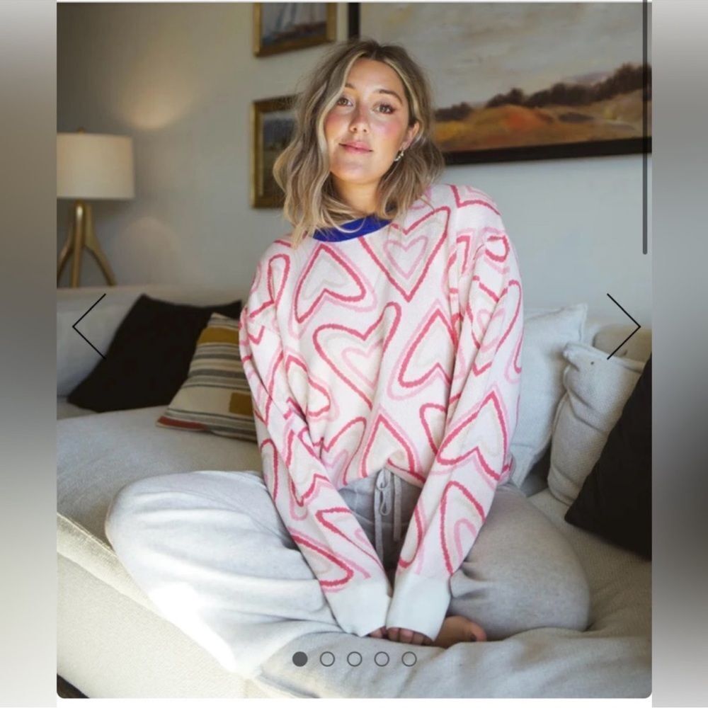 Splendid Ziggy Heart Sweater Size XS/S Wool Cashmere Blend Crewneck Pullover